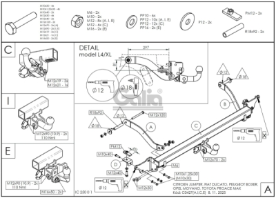 Tažné zařízení Jumper/Ducato/Boxer 06-/Movano 22-/ProaceMax 24- (+VIN ZFA250xxx), pevné