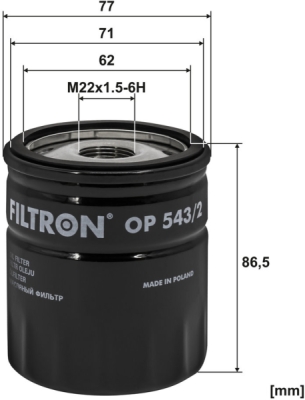 Olejový filtr FILTRON OP 543/2