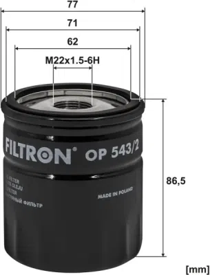 Olejový filtr FILTRON OP 543/2