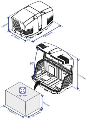 Přepravní box na tažné zařízení TowBox V3 černý, uzavřený