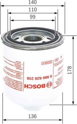 Vysoušecí patrona vzduchu, pneumatický systém BOSCH 0 986 628 258