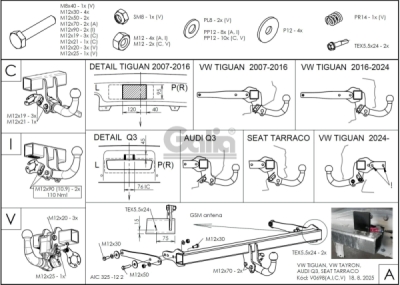 Tažné zařízení Seat Tarraco 2023/08- , bajonet, Galia