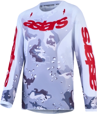 dres FLUID LONE YOUTH, ALPINESTARS, dětské (šedá camo/bílá/červená, vel. S)