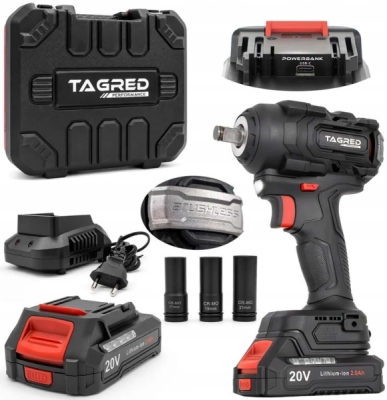 Aku bezkartáčový rázový utahovák 1/2", 600 Nm, 2 akumulátory 20 V TAGRED TA8012