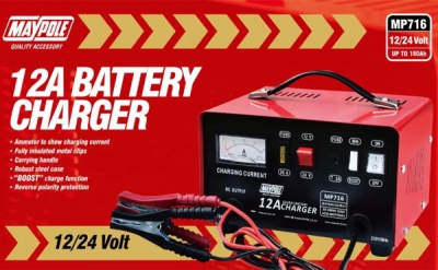 MAYPOLE METAL CASED BATTERY CHARGER 12A