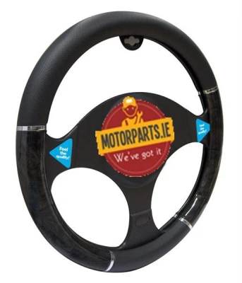 BLACK/GREY METALLIC STEERING WHEEL COVER