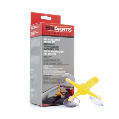 Windshield repair kit with suction cup