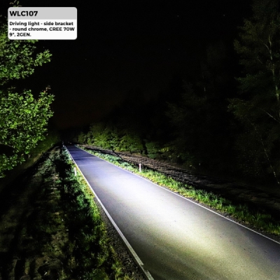 Rund LED-extraljus Krom (Driving Light) – Sidofäste, CREE 70W 9", 2GEN