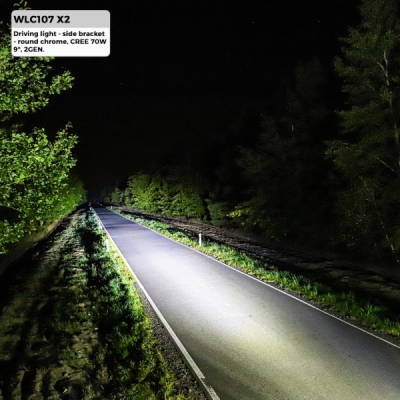 Rund LED-extraljus Krom (Driving Light) – Sidofäste, CREE 70W 9", 2GEN