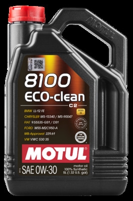 OLEJ MOTUL 8100 ECO-CLEAN C2  0W30    5L   ACEA:C2  API:SN   FORD WSS M2C 950A, FIAT 9.55535-GS1/DS1 5L MOTUL  MUT