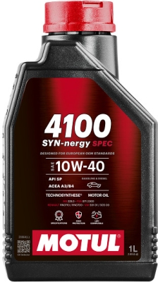 OLEJ MOTUL 4100 SYN-NERGY SPEC 10W40  ACEA:A3/B4   API:SL/CF   VW: 505.00/502.00, MB:229.3 1L MOTUL  MUT