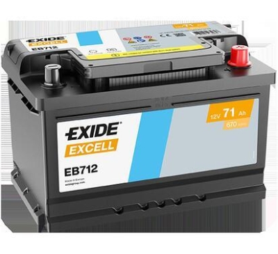 AKUMULATOR EXIDE 71AH/670A 12V +P  EXCELL  278X175X175 SZT EXIDE