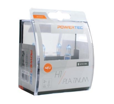 ZAROWKA 12V H1 55W P14.5S PLATINUM /+130 SWIATLA/ /ZESTAW 2SZT/ POWERTEC KPL OPTIMA