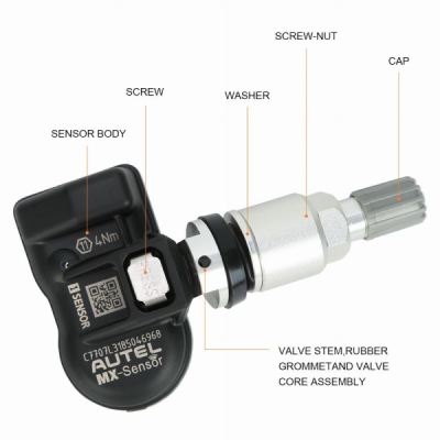 Autel 1-Sensor TPMS 433/315 MHz trycksensor med aluminiumventil