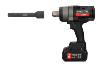 INVENTO A67R 2400 Nm 1" cordless impact wrench set + 250 mm anvil extension