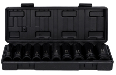 INVENTO 1/2" Krafthylssats – 10 stycken långa hylsor