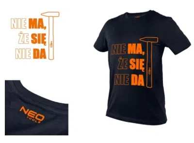 T-SHIRT MED GRAPHIC PRINT – 'NIE MA, ŻE SIĘ NIE DA' – NEON ORANGE FRONTTRYK, STØRRELSE L