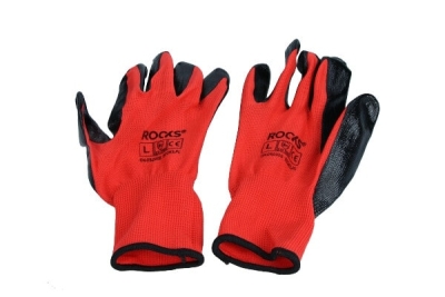 Arbejdshandsker polyester-nitril, størrelse L, EN 388, 5 par