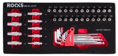 Bit-, Sokkel- og TORX-nøglesæt – 42 dele (krom-vanadium stål)