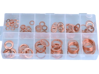Kobbervasker Sæt – 150 stk i plastboks (15 størrelser)