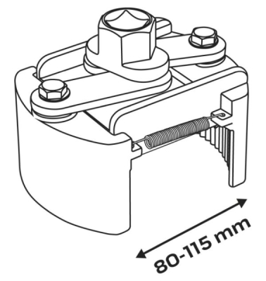 Automatisk oliefiltertopnøgle 80–115 mm