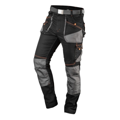 HD Slim Workbukser m. bælte – Sort/Grå (XL)