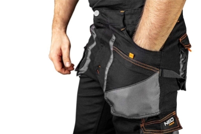HD Slim Workbukser m. bælte – Sort/Grå (XL)