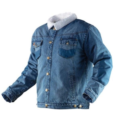 Isoleret denimjakke i lys blå – str. 3XL