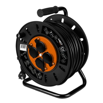 Forlængerledning på kabeltromle 20 m – 3x1,5 mm², 3200 W, 230 V (kobber, termisk sikring)