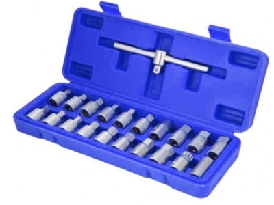 21-delt topnøglesæt til oliepropper (socket spanners)