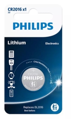 CR2016 3,0V Lithium Knapcellebatteri (20,0 × 1,6 mm), 1 stk.