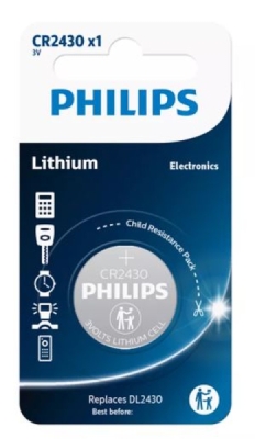 CR2430 3,0V Lithium Knapcellebatteri (24,5 × 3,0 mm), 1 stk.