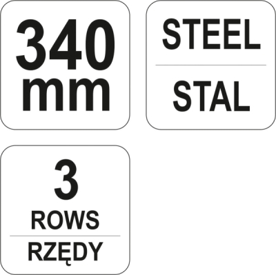 Stålbørste m/skraber 3 rækker L340mm