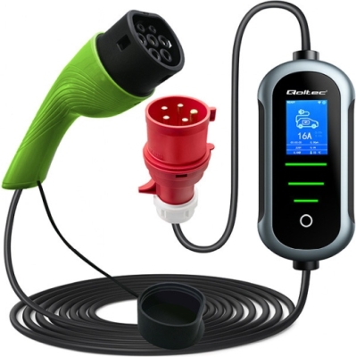 Qoltec mobil elbiloplader 11 kW med Type 2 og 5 m kabel