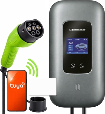 22 kW Wallbox-ladestation med Type 2-kabel, RFID og LCD-display