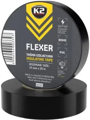 K2 Flexer sort PVC-isoleringstape 19 mm x 20 m