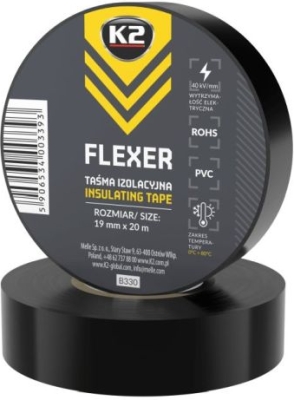 K2 Flexer sort PVC-isoleringstape 19 mm x 20 m