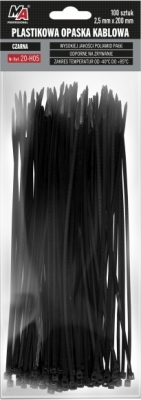Sorte kabelbindere 2,5 x 200 mm – 100 stk.