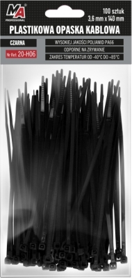 Sorte kabelstrips 3,6 x 140 mm – 100 stk.