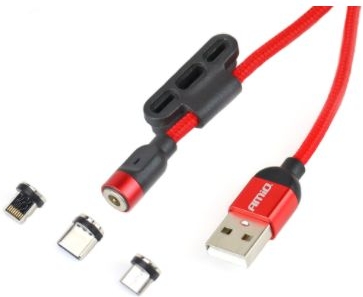 Multiladekabel med magnetiske Lightning- og USB-stik