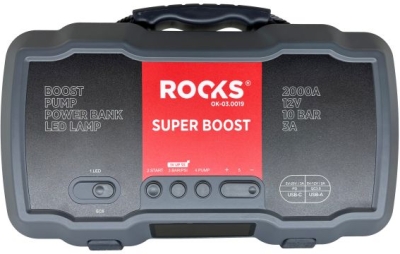 ROOKS Super Boost 12 V jumpstarter med kompressor – 2000 A