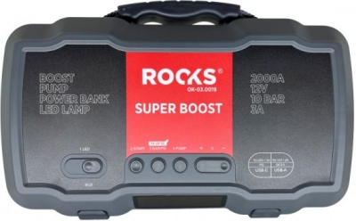 ROOKS Super Boost 12 V jumpstarter med kompressor – 2000 A