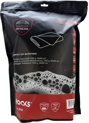 ROOKS Pro dobbeltlaget mikrofiber-tørrehåndklæde 90 × 60 cm – 1250 g