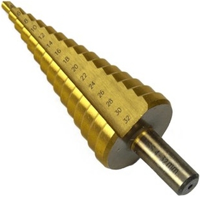 HSS-TiN trinbor 4-32 mm med 2 mm trin