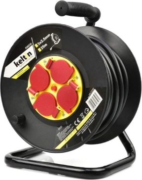 Kabeltromle med 4 udtag og termosikring – 25 m, 3 x 2,5 mm²