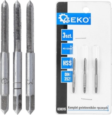 Håndtapsæt M3 x 0,5 mm – 3 dele