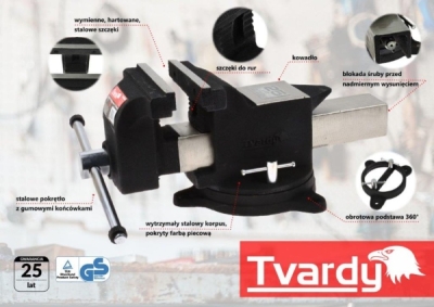 Professionel drejelig skruestik 125 mm med ambolt