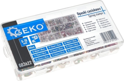 Fjederklemmer i stål 8–18 mm – 135 dele