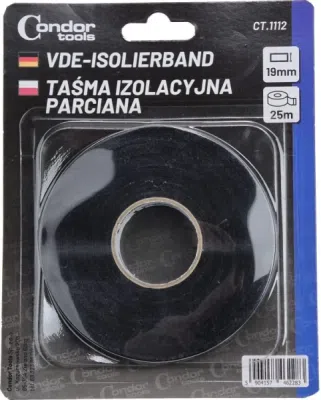 Sort tekstil-isoleringstape 19 mm x 25 m