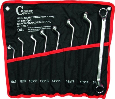 Bøjede ringnøgler 6–22 mm – 8 dele